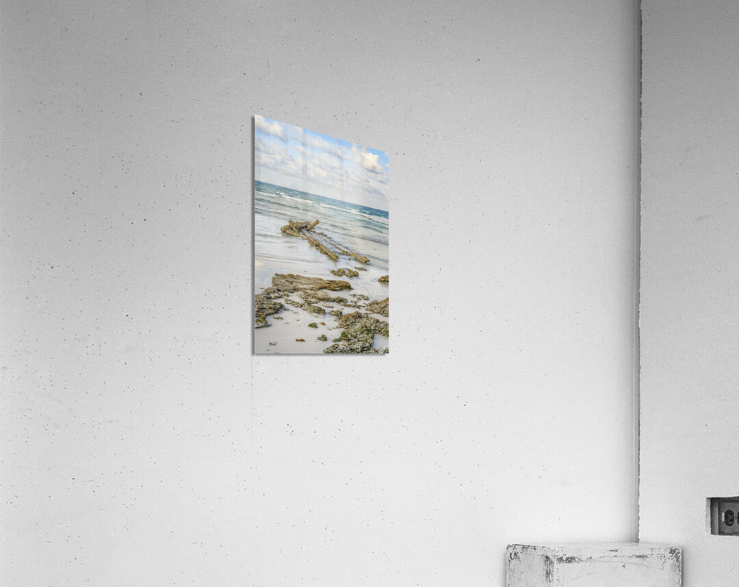 Cuban beach shipwreck Acrylic Print