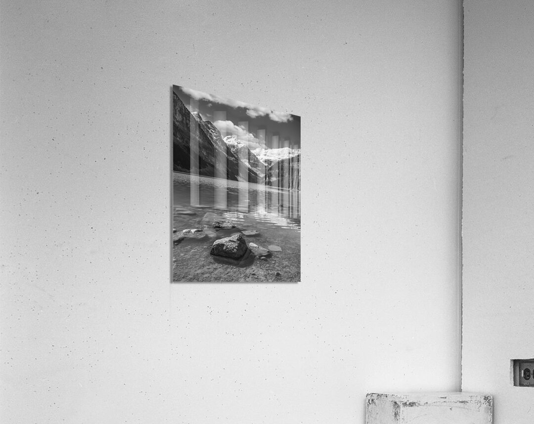 Lake Louise in black and white Acrylic Print