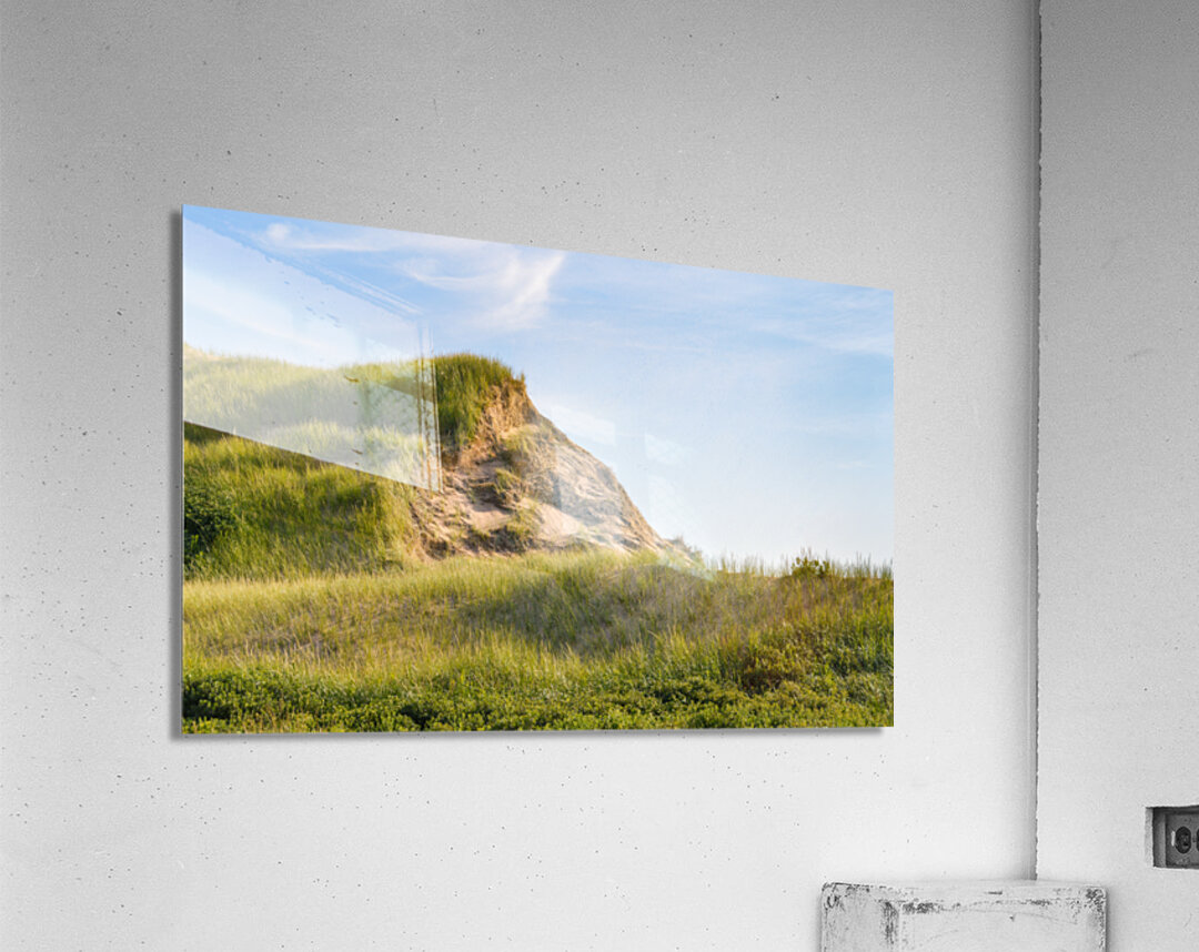 Greenwich grass dune on sky background Acrylic Print