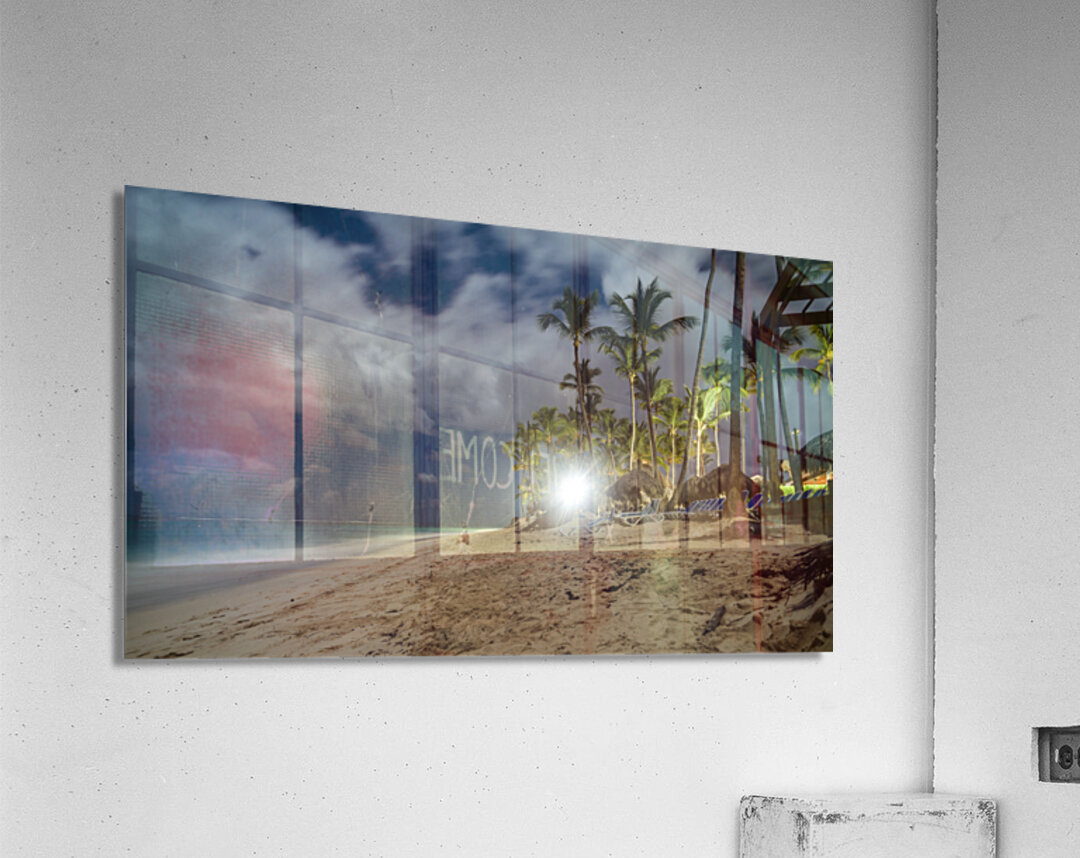 Resort beach at night Acrylic Print