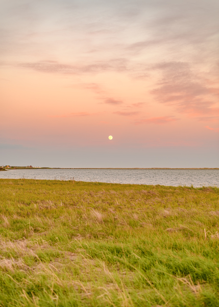 Isle De Madeleine moonrise at sunset  2 Print