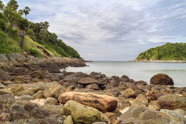Ya-Nui beach with island view Print