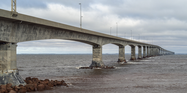 Confederation bridge wide view cloudy Print