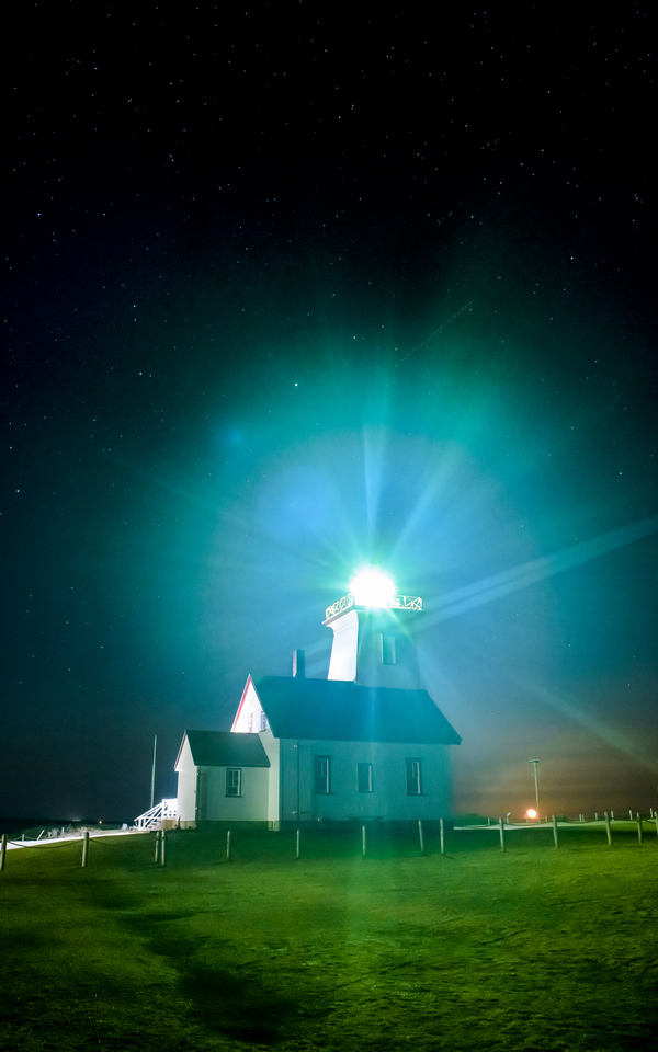 Wood island lighthouse PEI night with moon rise Print
