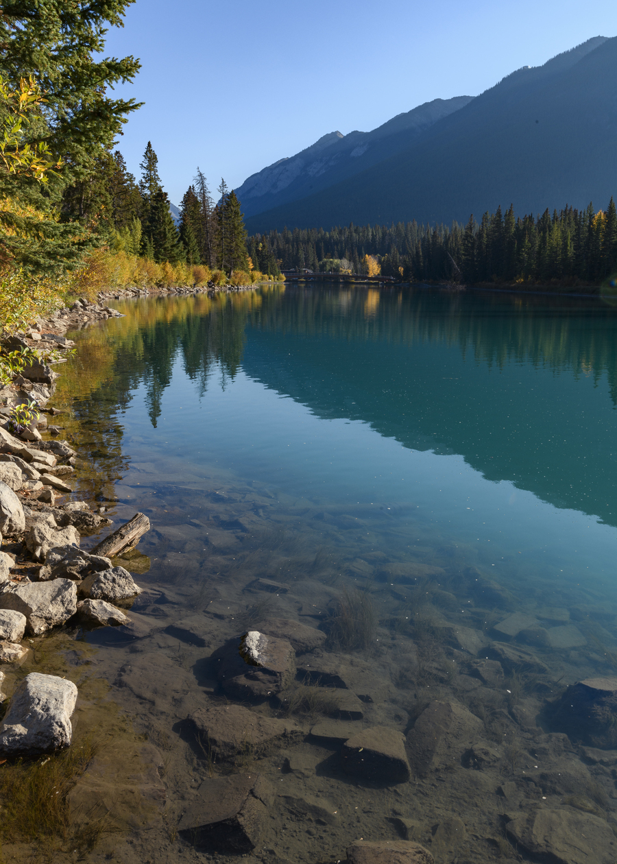 Bow River Banff with mountains 2-2  Print