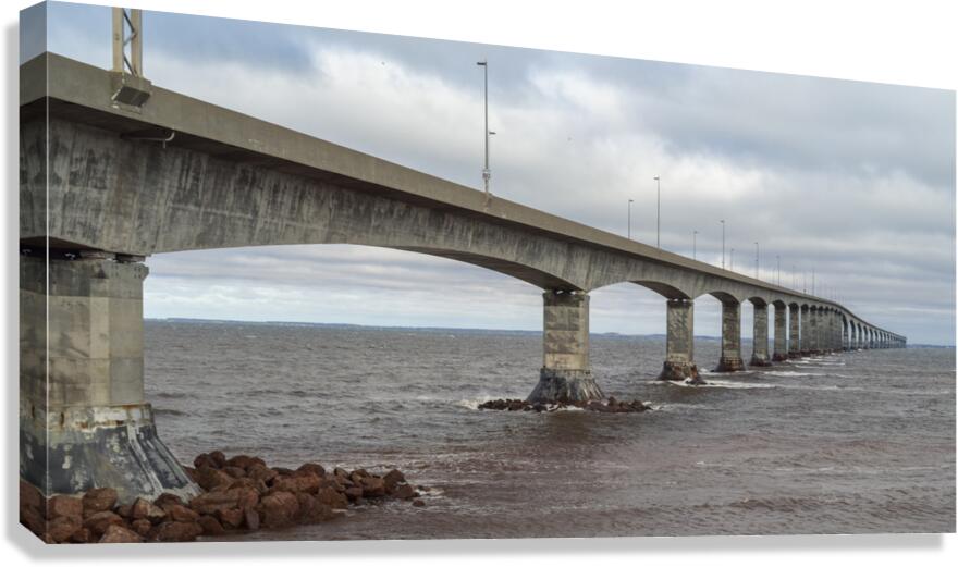 Confederation bridge wide view cloudy Canvas Print