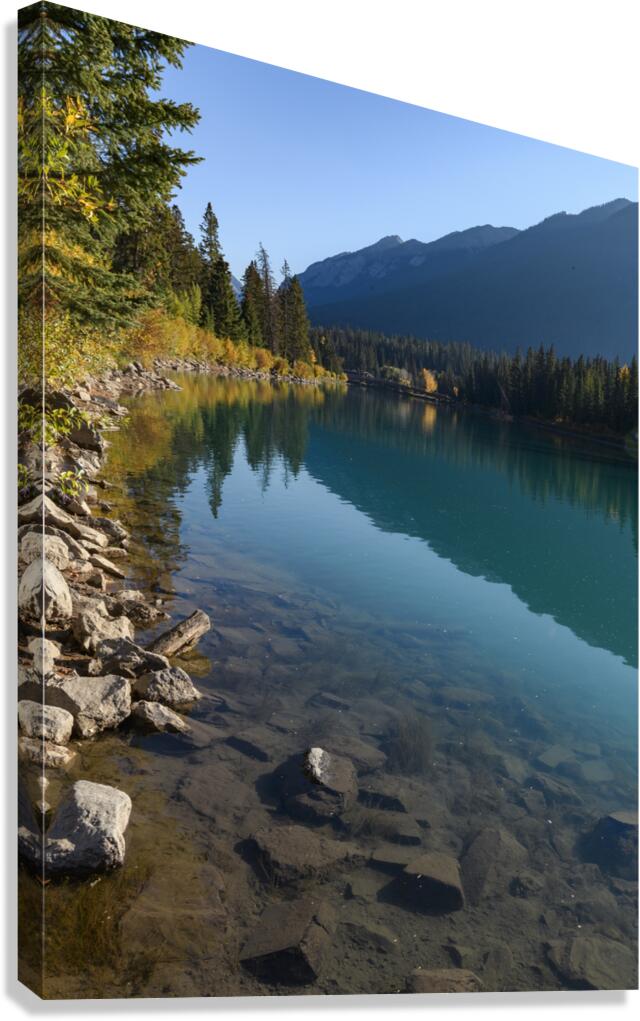 Bow River Banff with mountains 2-2 Canvas Print