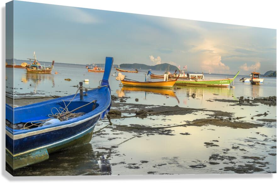 Rawai beach fishing boats & longtails Canvas Print