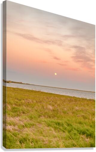 Isle De Madeleine moonrise at sunset  2 Canvas Print