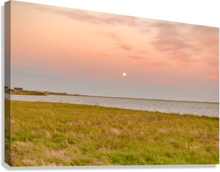 Isle De Madeleine moonrise at sunset Canvas Print