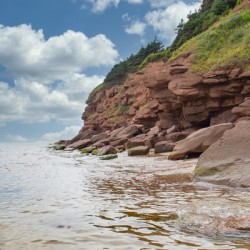 Cloudy basin head rocks