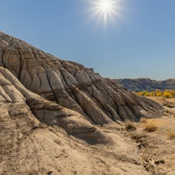 Hoodoos hills with sun