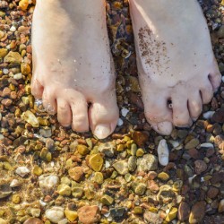 Wading toes in the ocean water