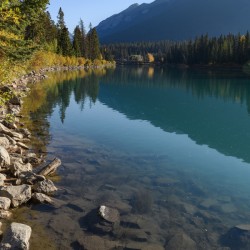 Bow River Banff with mountains 2-2