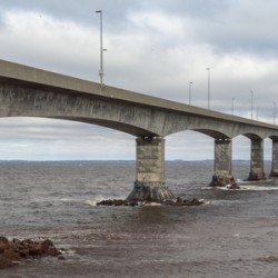 Confederation bridge wide view cloudy