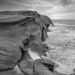 Iles De La Madeleine cliffs black and white