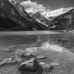 Lake Louise in black and white