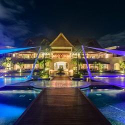 Resort pools at night