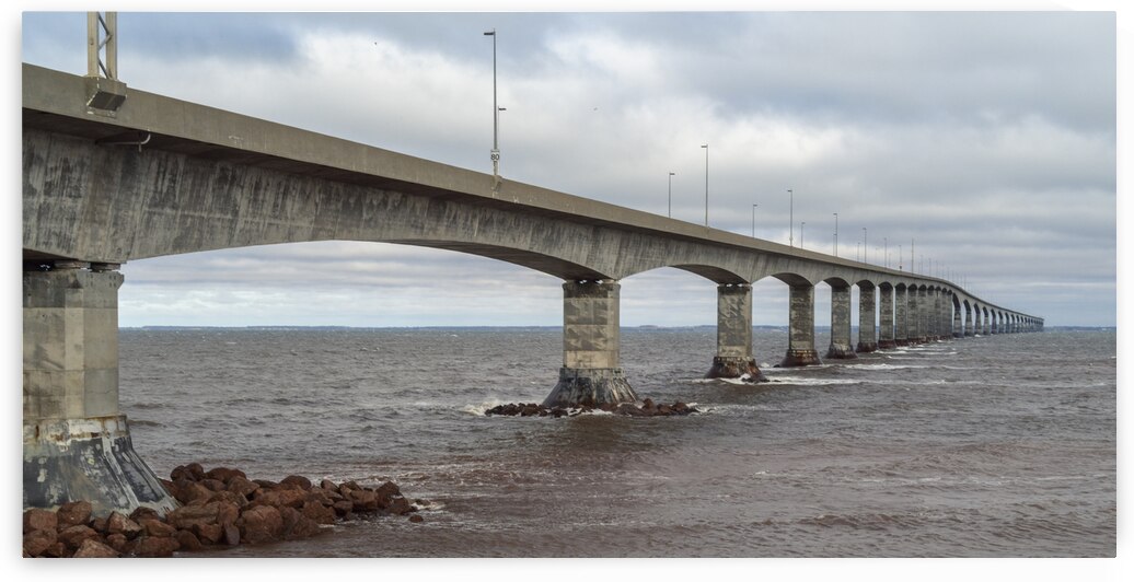 Confederation bridge wide view cloudy by Justin Richard Batten