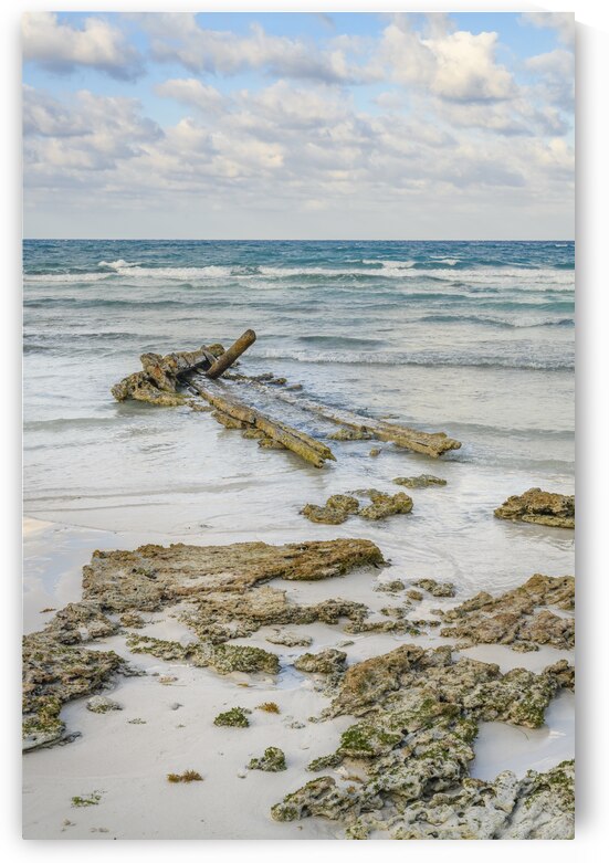 Cuban beach shipwreck by Justin Richard Batten