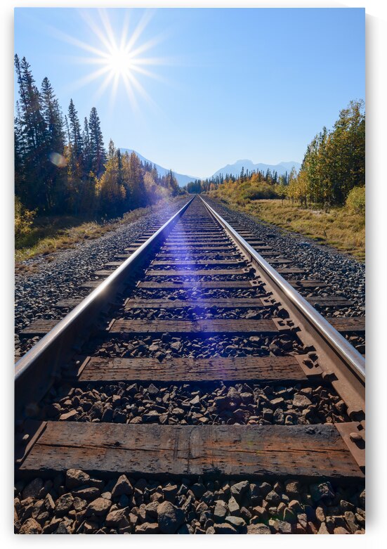 Banff Train Tracks with sun by Justin Richard Batten