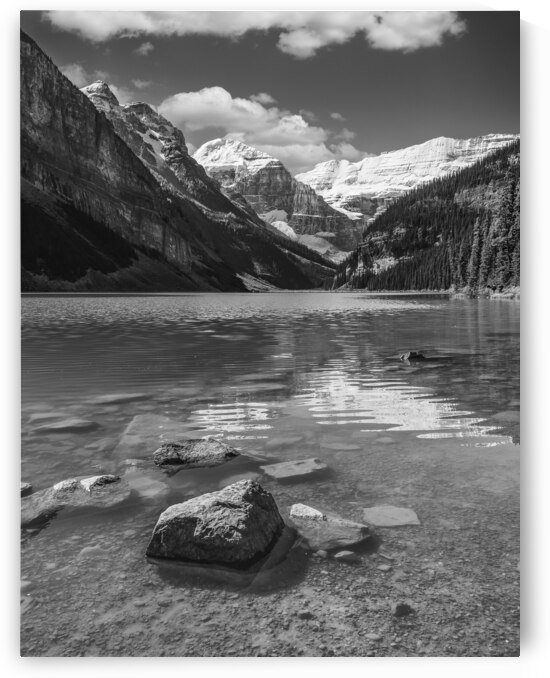 Lake Louise in black and white by Justin Richard Batten