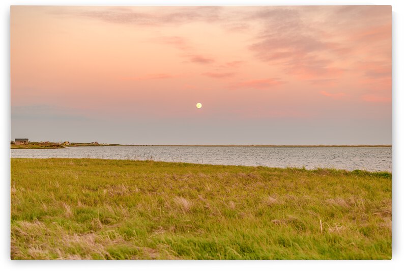 Isle De Madeleine moonrise at sunset by Justin Richard Batten