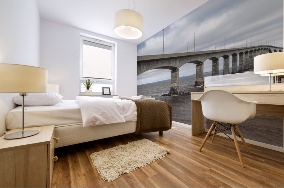 Confederation bridge wide view cloudy Mural print