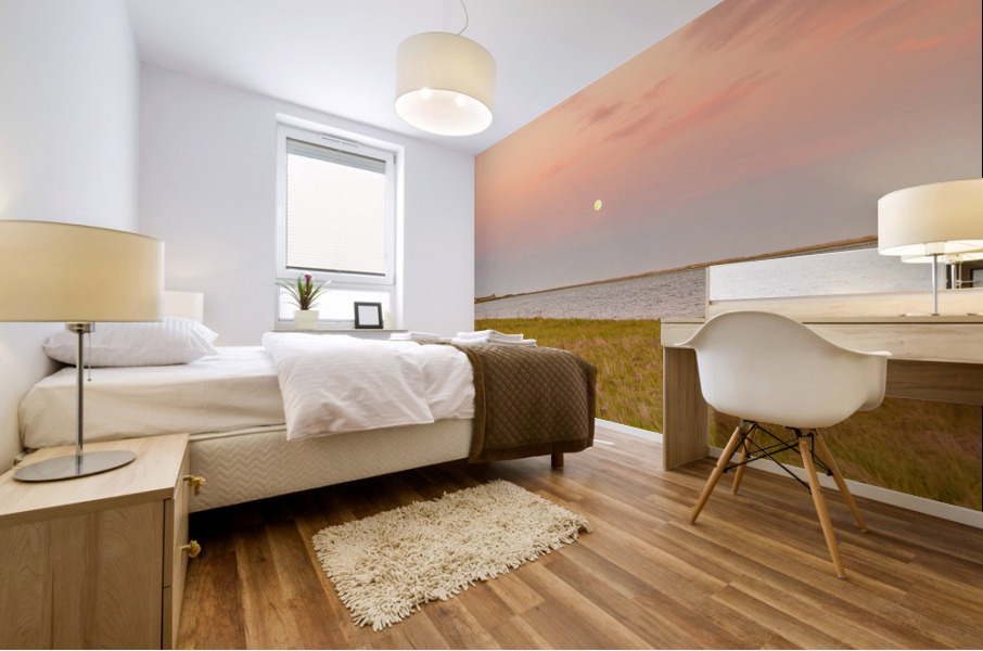 Isle De Madeleine moonrise at sunset  2 Mural print