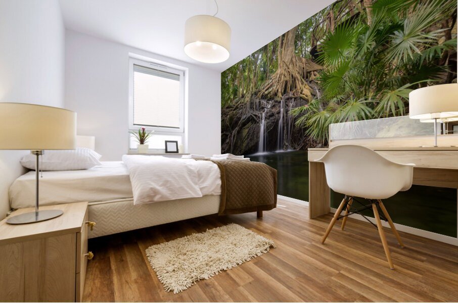 jungle tree waterfall 2 Mural print