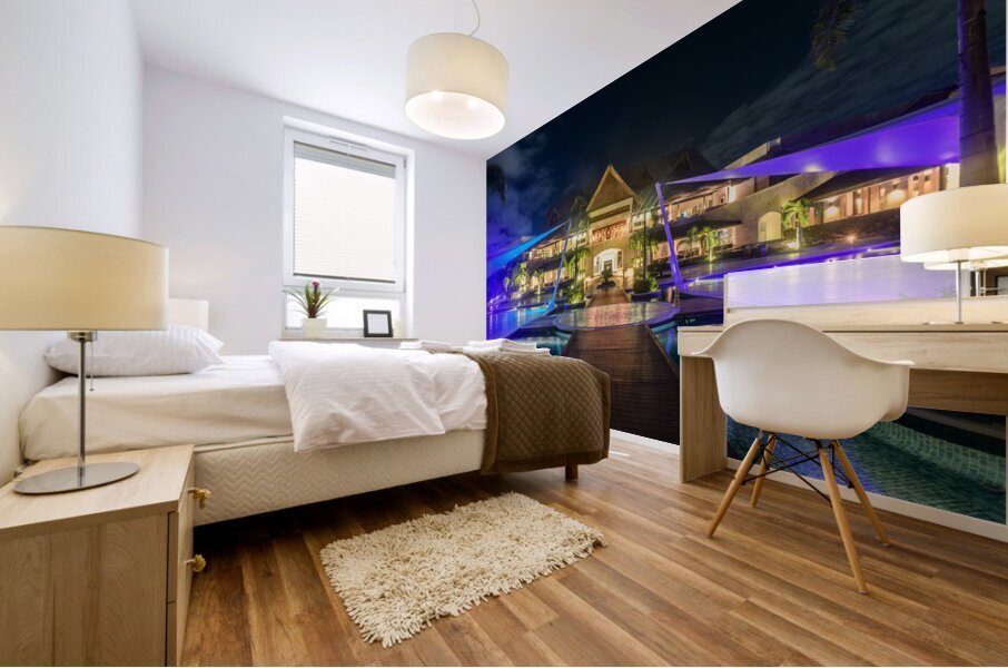 Resort pools at night Mural print