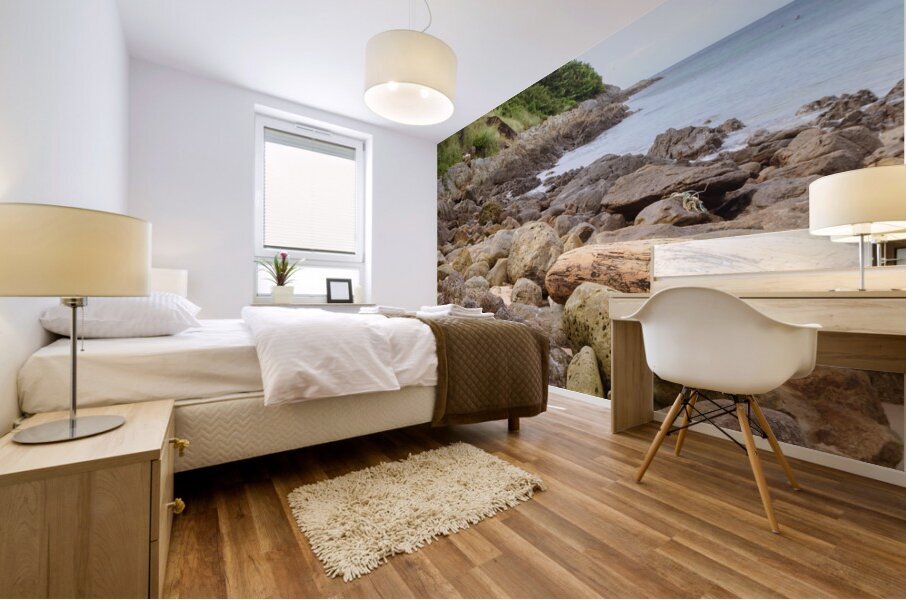 Ya-nui rock beach shore 2 Mural print