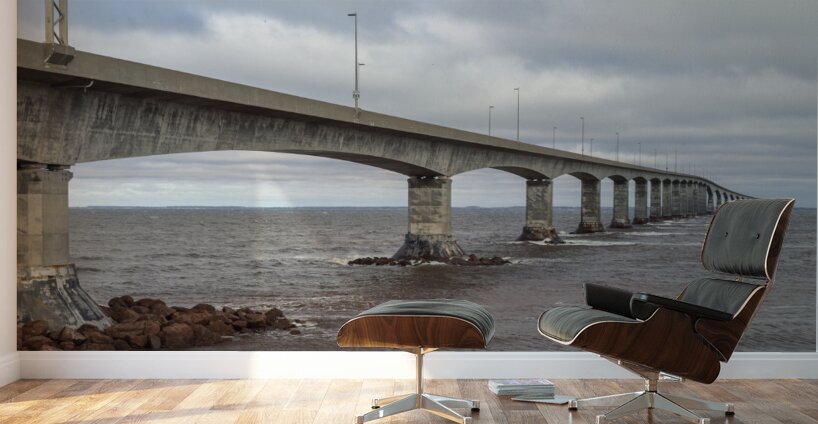 Confederation bridge wide view cloudy Wall Murals