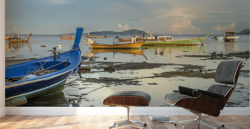Rawai beach fishing boats & longtails Wall Murals