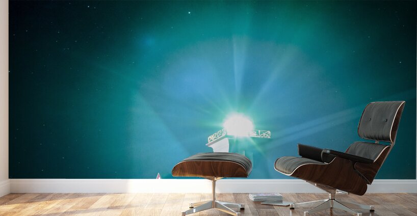 Wood island lighthouse PEI night with moon rise Wall Murals