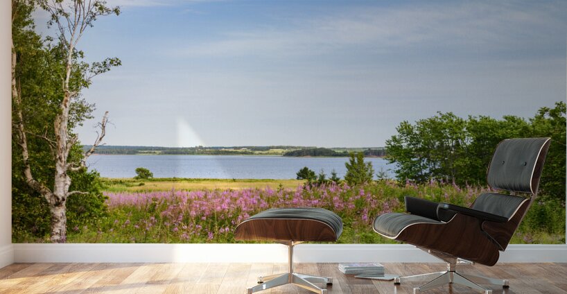 Prince Edward Island field view with ocean Wall Murals