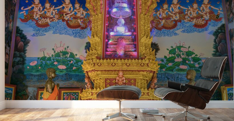Interior of a temple at Wat Khao Rang temple Wall Murals