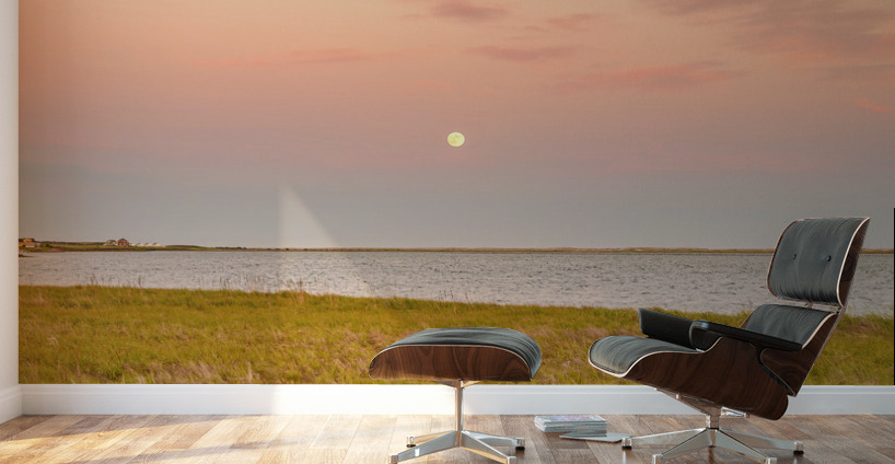 Isle De Madeleine moonrise at sunset  2 Wall Murals