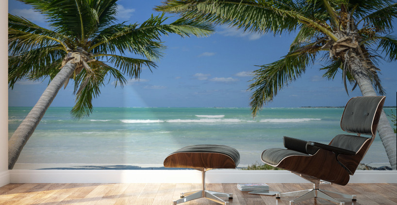 Cuban beach with 2 palmtrees Wall Murals