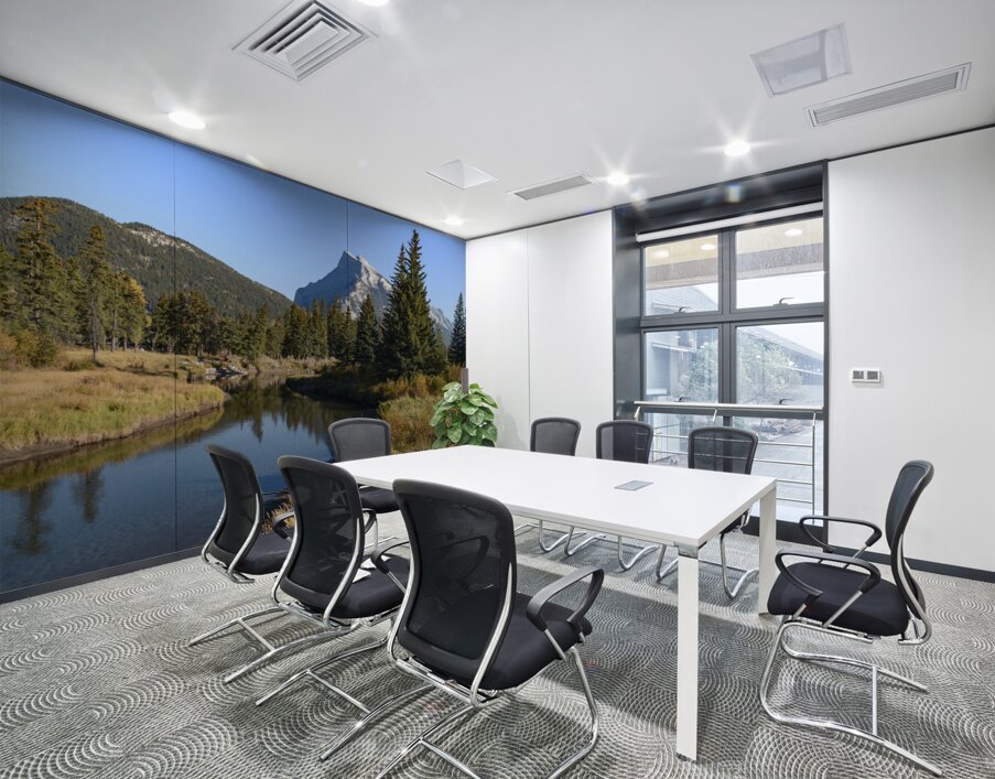 Bow River banks Banff mountains Wall Printing