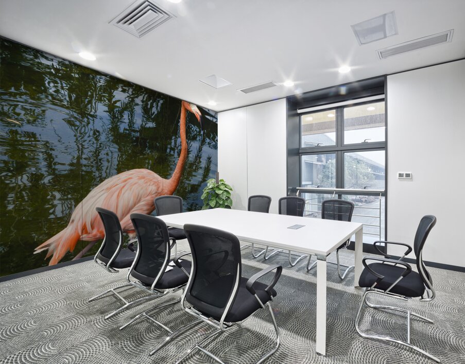 Pink flamingo in pond Wall Printing