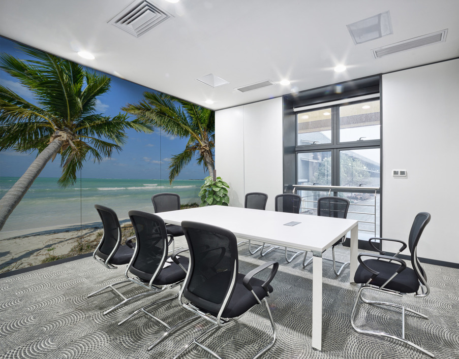 Cuban beach with 2 palmtrees Wall Printing