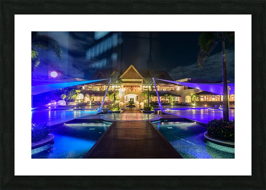 Resort pools at night Picture Frame print