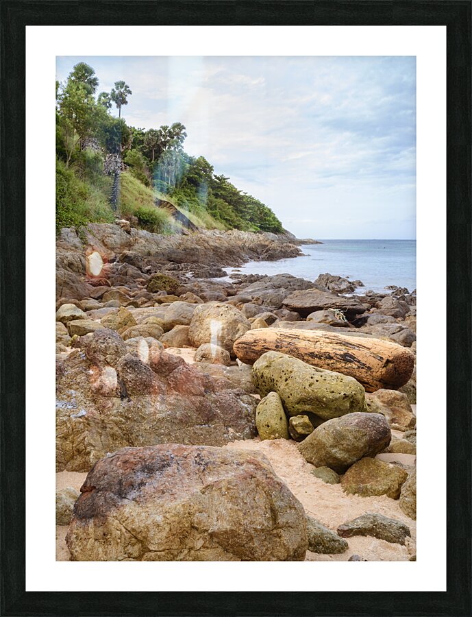 Ya-nui rock beach shore 2 Picture Frame print