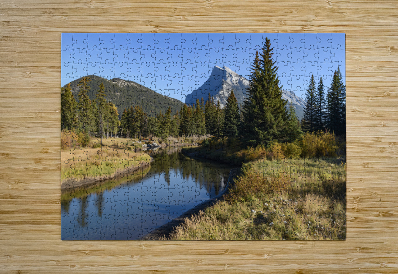 Bow River banks Banff mountains Justin Richard Batten Puzzle printing