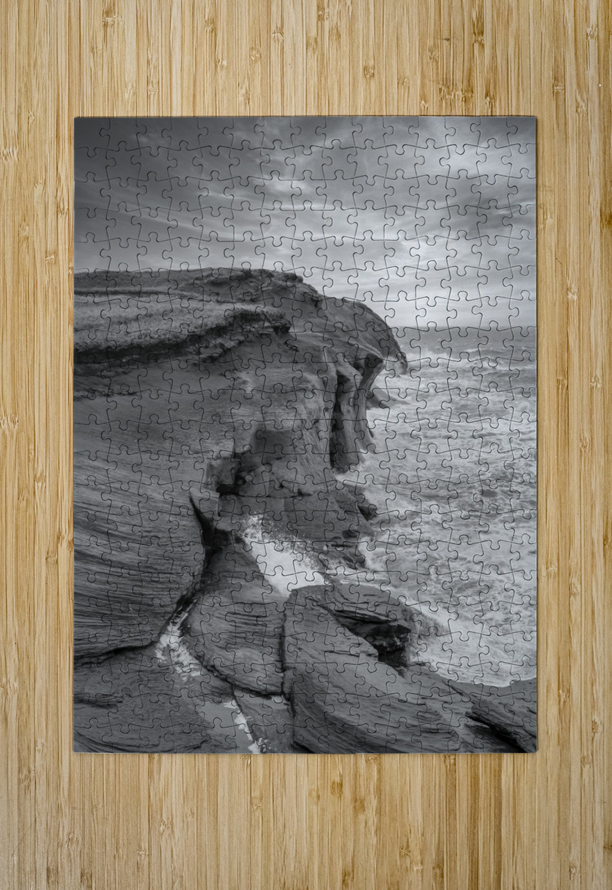 Iles De La Madeleine cliffs black and white Justin Richard Batten Puzzle printing