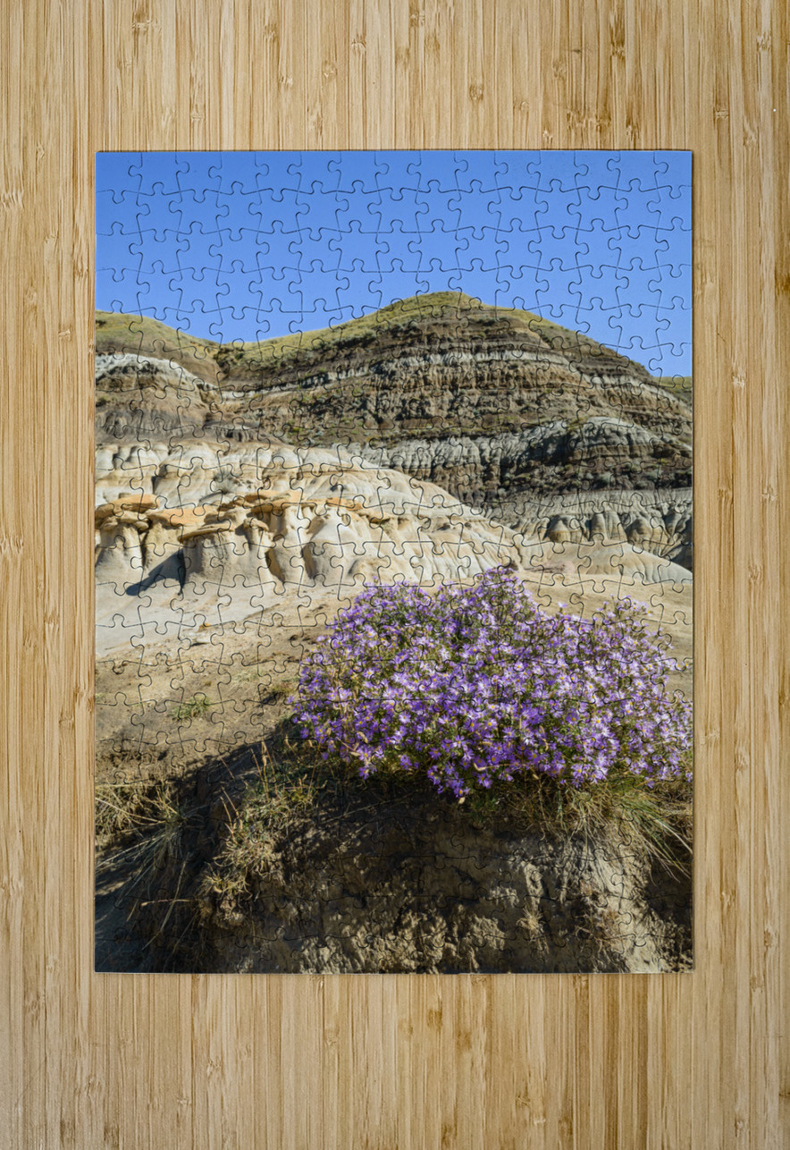 Hoodoos rocks with purple flowers Justin Richard Batten Puzzle printing