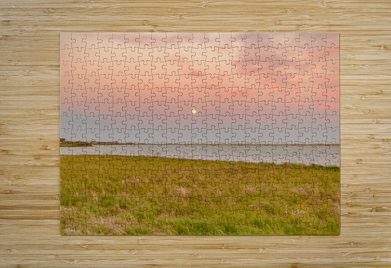Isle De Madeleine moonrise at sunset Justin Richard Batten Puzzle printing