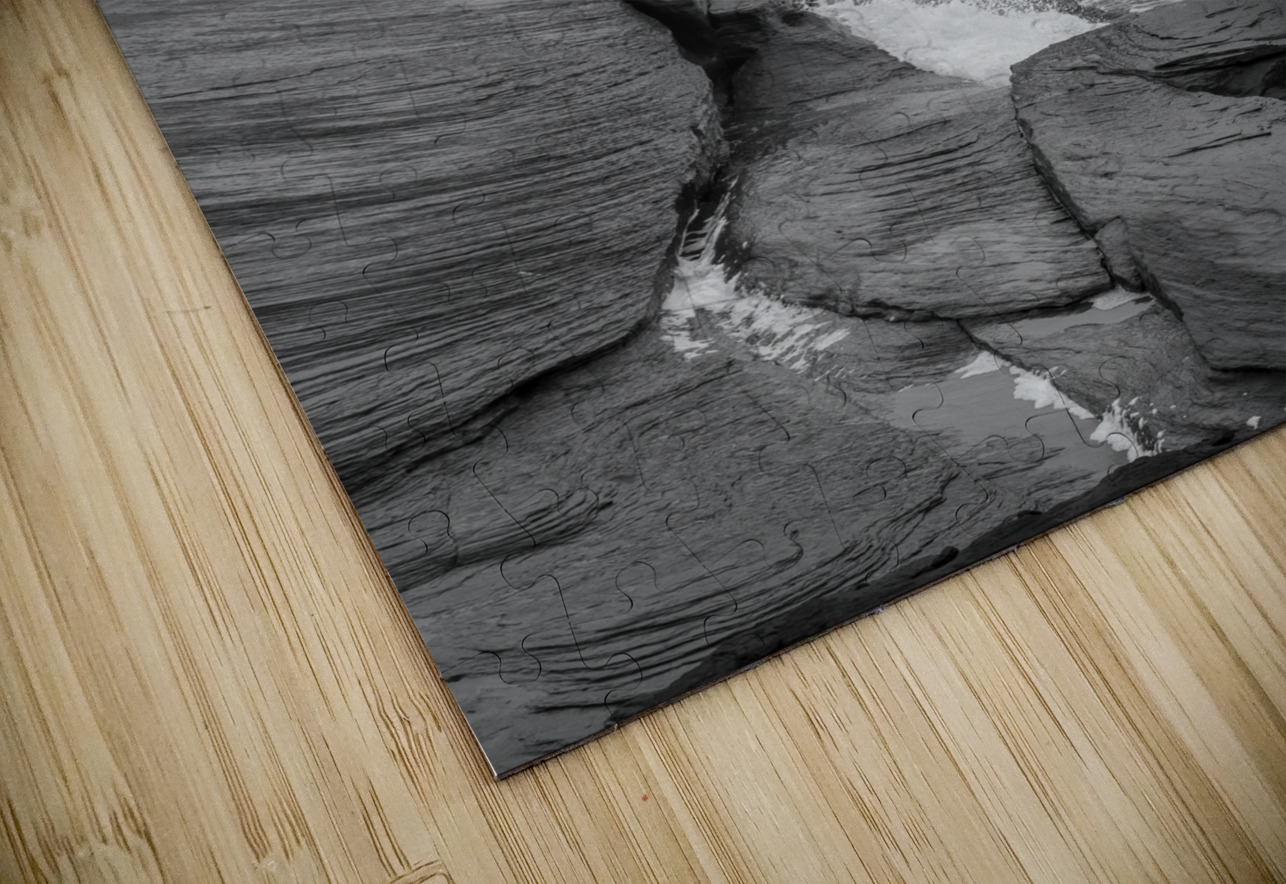 Iles De La Madeleine cliffs black and white Justin Richard Batten Puzzle