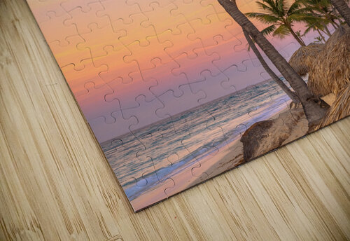 Palmtrees on coloured sky with moon Justin Richard Batten puzzle